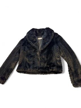 Caslon Black Cropped Faux Fur Jacket